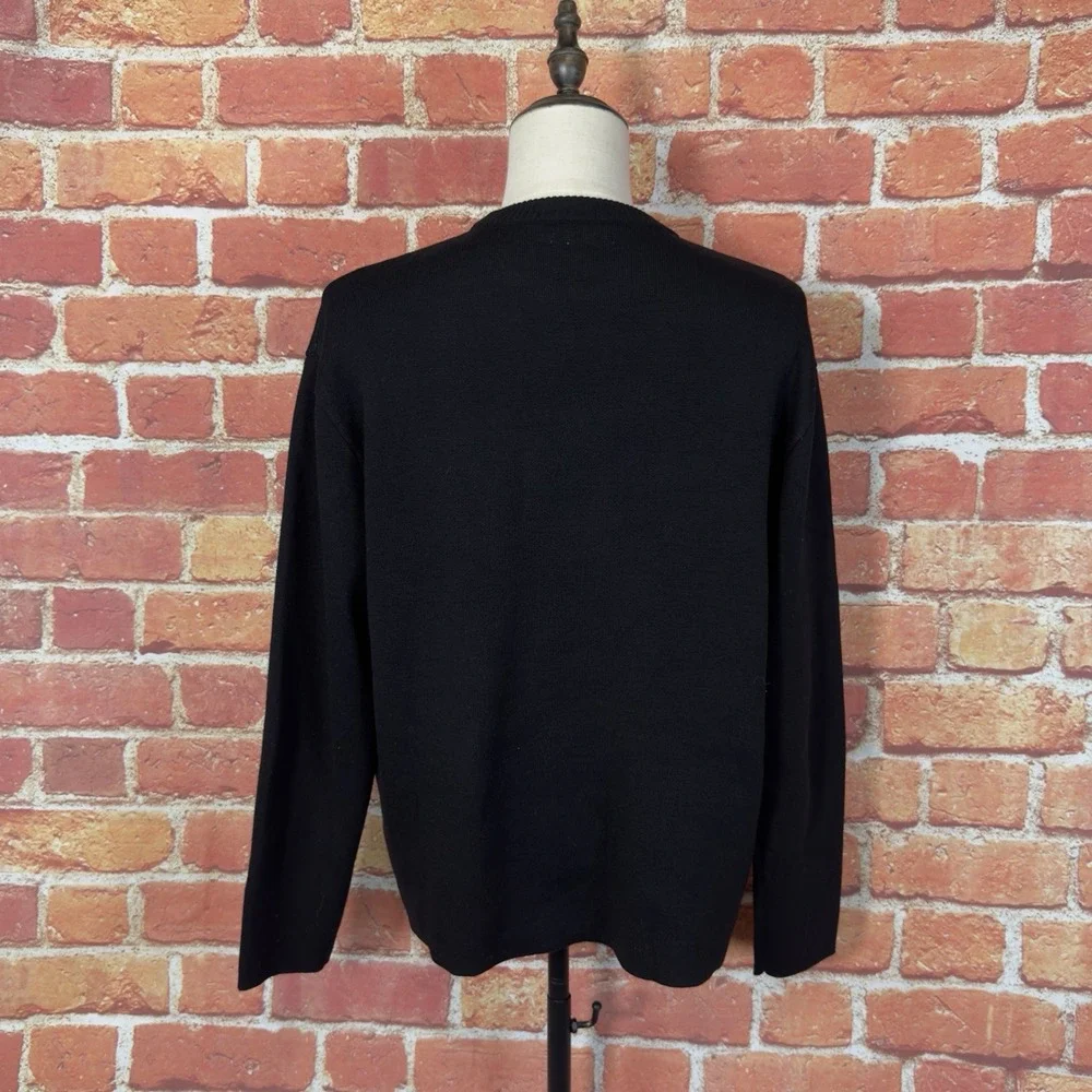 ZARA Men's Sweater‎ Large Black Knit Long Sleeve Crewneck Pullover Size Medium